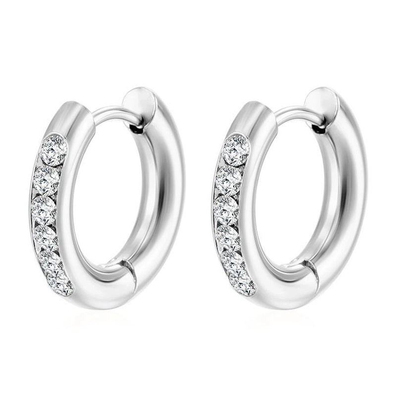 1 Pair Minimalist Solid Color Plating Inlay 304 Stainless Steel Zircon 18K Gold Plated Earrings