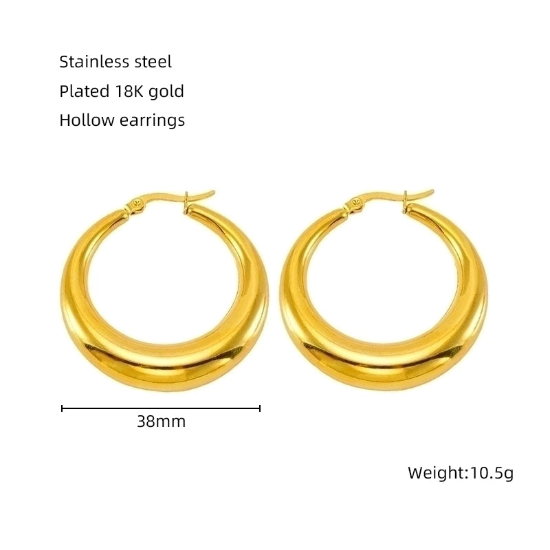 1 Pair Retro Solid Color Plating 304 Stainless Steel 18K Gold Plated Earrings