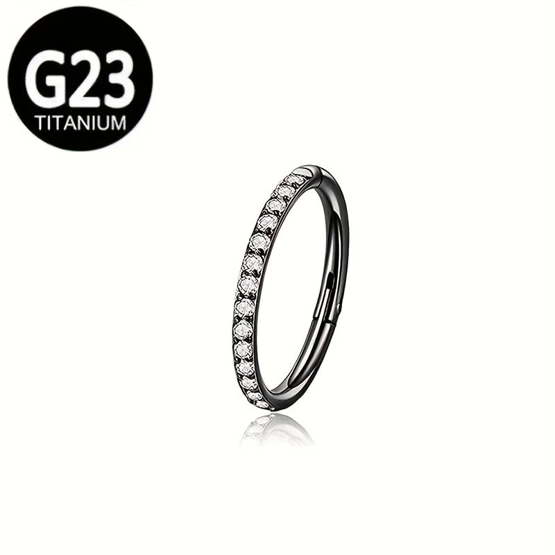 5 Pieces Nose Rings & Studs Hip-Hop Punk Solid Color Titanium Alloy Inlay Zircon 18K Gold Plated Ear Cartilage Rings & Studs