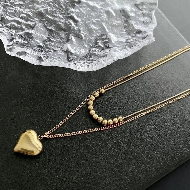 Minimalist Commute Heart Shape Stainless Steel Titanium Steel Titanium Steel 18K Gold Plated Gold Plated Silver Plated Plating Layered Necklaces