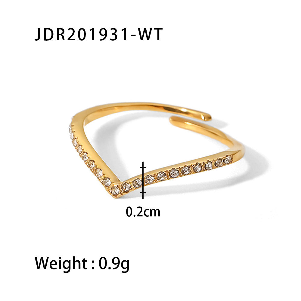 Women IG Style Square Irregular Heart Geometric Stainless Steel 18K Gold Plated Rings