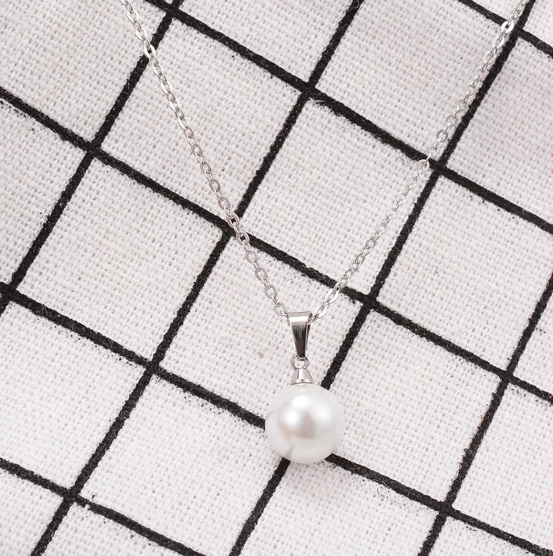 Minimalist Leaf 304 Stainless Steel Titanium Steel Artificial Pearls 18K Gold Plated Rose Gold Plated Inlaid Shell Inlaid Gold Necklace