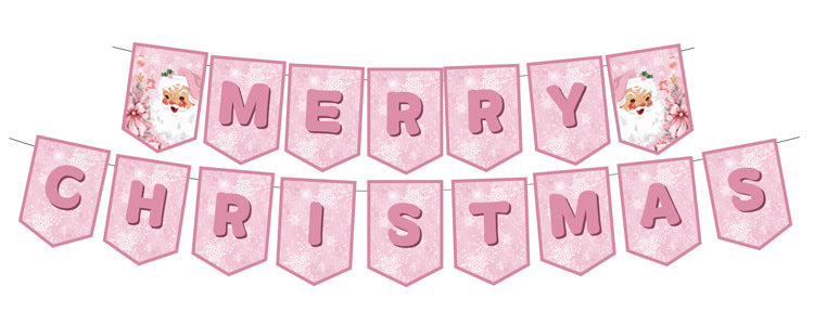 3 Pieces Pink Christmas Theme Party Tableware Set Birthday Pink Christmas Party Tablecloth Paper Plate Paper Towel Paper Cup