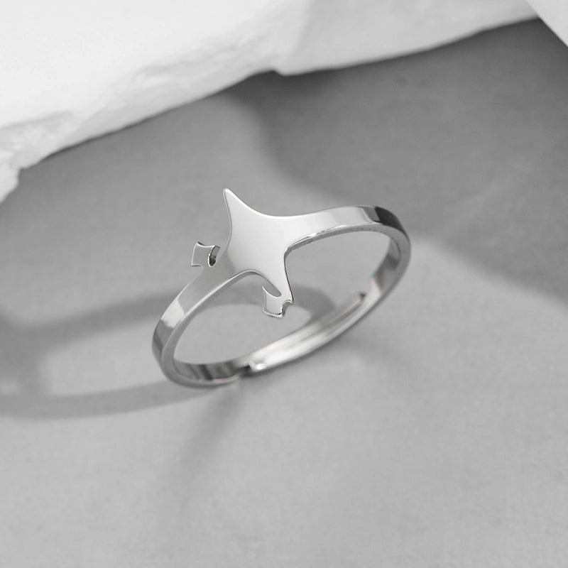 Funny Sweet Pastoral Star Bat Butterfly 201 Stainless Steel 18K Gold Plated Polishing Open Rings