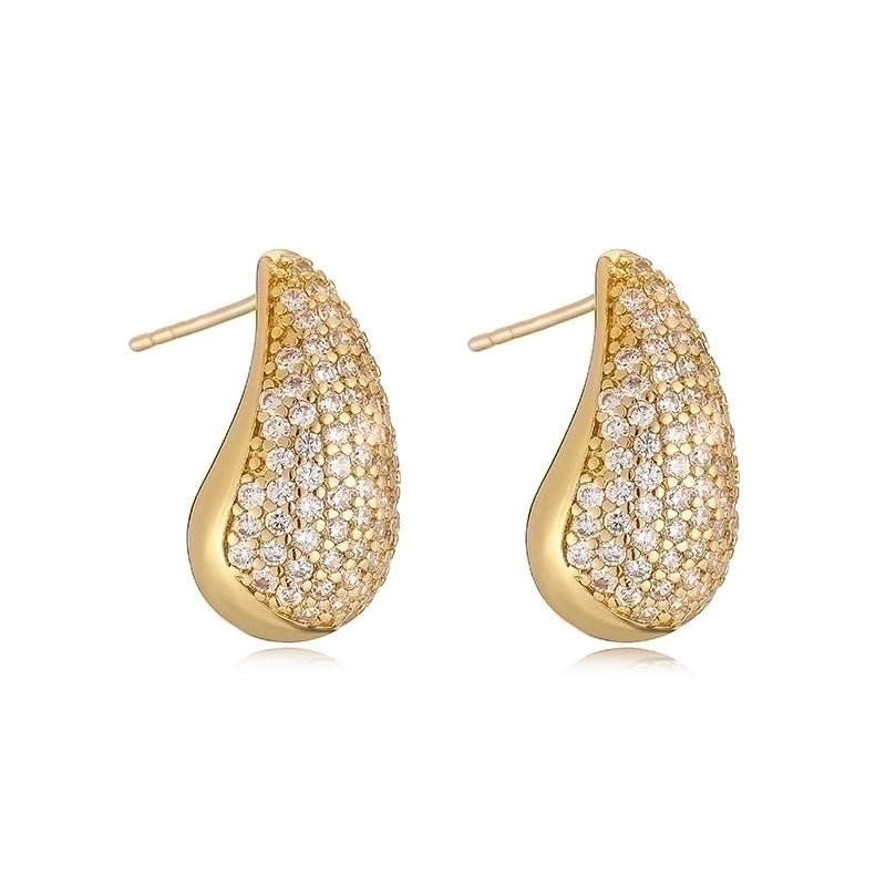 1 Pair Ig Style Casual Minimalist Water Droplets Plating Inlay Copper Zircon 18k Gold Plated Ear Studs