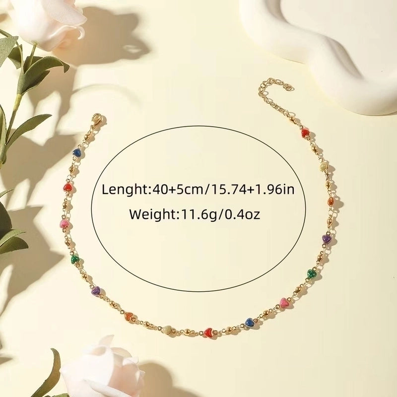 2 Pieces 304 Stainless Steel 18K Gold Plated Sweet Enamel Color Block Jewelry Set