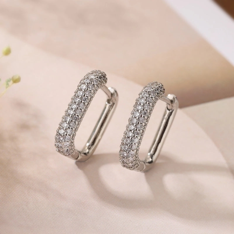 1 Pair Fashion Geometric Gold Plated Copper Zircon Gold Plated Hoop Earrings