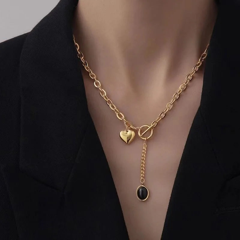 Vacation Minimalist Commute Heart Shape 304 Stainless Steel 18K Gold Plated Pendant Necklace