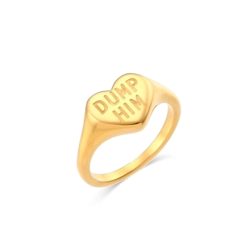 Fashion Letter 304 Stainless Steel No Inlaid 18K Gold Plated Rings