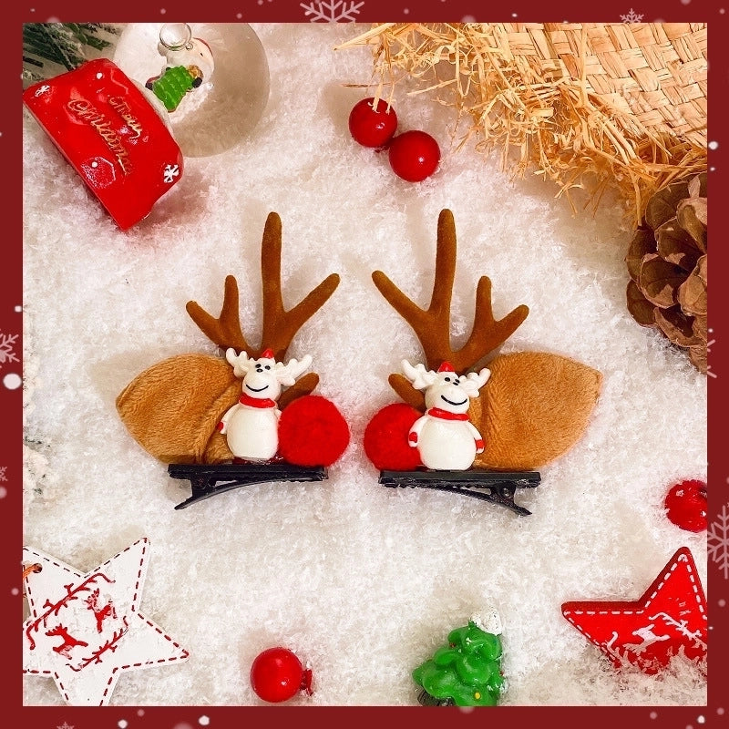 Christmas Cartoon Style Women'S Antlers Plush Plush Hair Clip