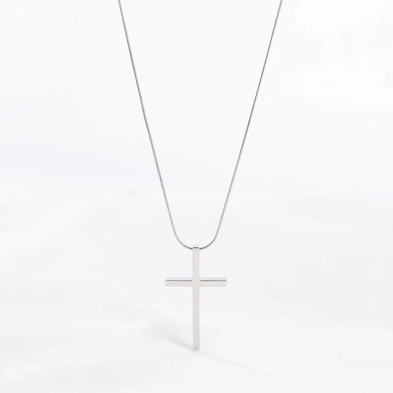 Minimalist Cross Titanium Steel Polishing Pendant Necklace 1 Piece