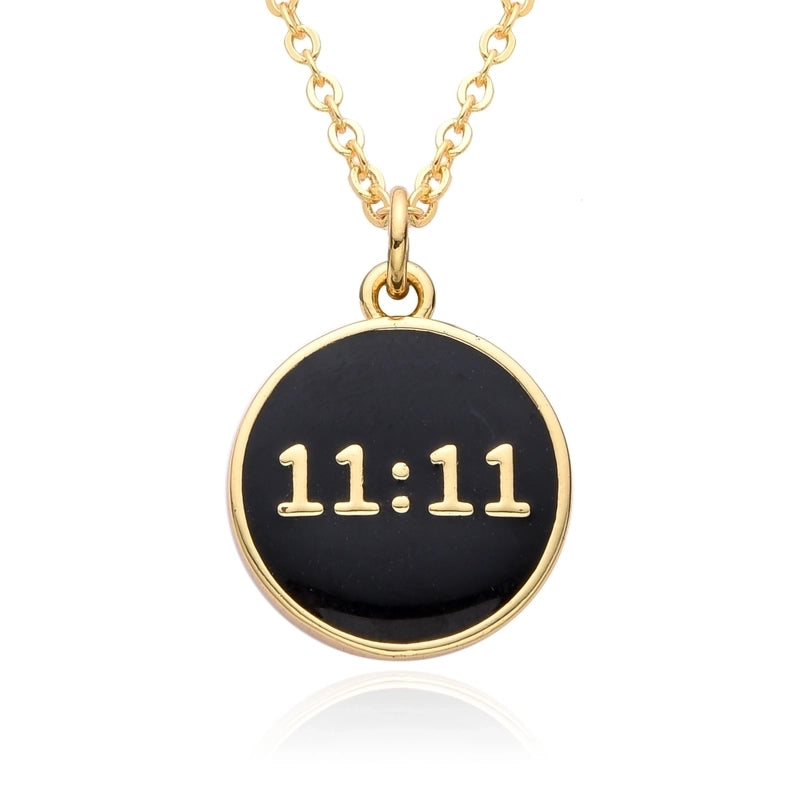 2 Pieces Copper Enamel Geometric Number Pendant Necklace