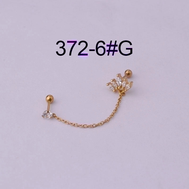 Ear Cartilage Rings & Studs Fashion Flower Copper Plating Artificial Gemstones