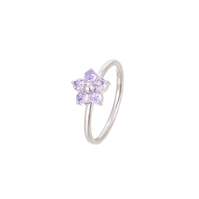 Sweet Minimalist Flower 304 Stainless Steel Zircon White Gold Plated Gold Plated Plating Inlay Rings