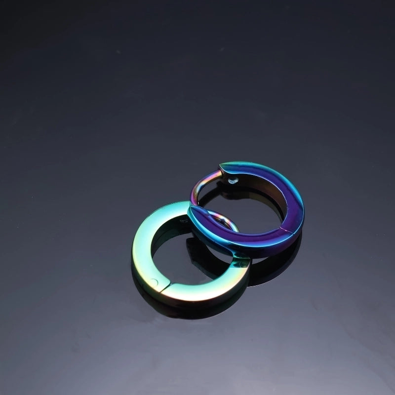 1 Pair Minimalist Gradient Color Bell Plating Inlay Stainless Steel Zircon 24k Gold Plated Rose Gold Plated Hoop Earrings