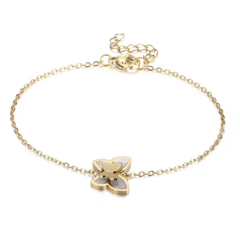 Titanium Steel 18K Gold Plated Elegant Streetwear Plating Inlay Butterfly Shell Bracelets Earrings Necklace