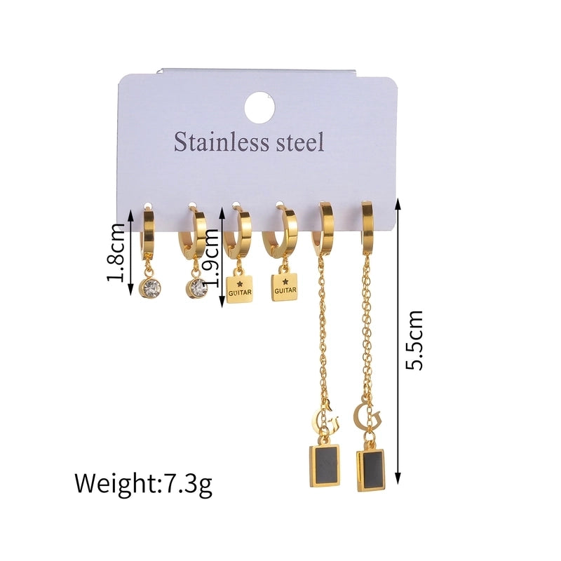 1 Set Minimalist Classic Style Heart Shape Inlay 304 Stainless Steel Rhinestones Drop Earrings