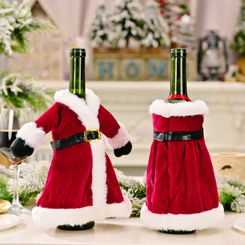 Christmas Skirt Wine Bottle Cover Table Decoration