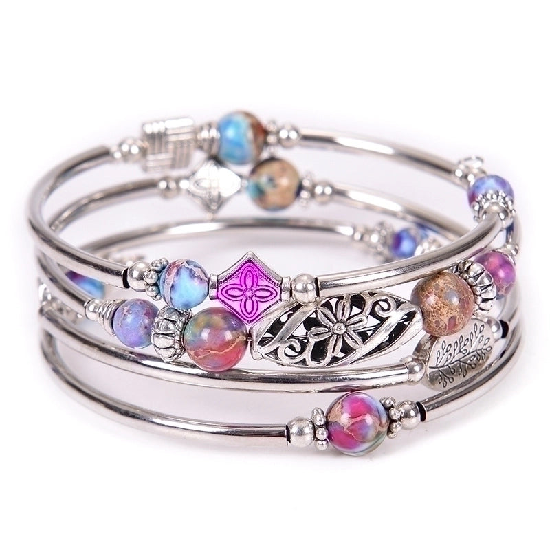 Retro Flower Natural Stone Handmade Bracelets 1 Piece