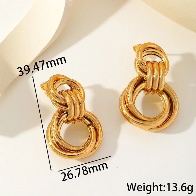 1 Pair Basic Minimalist Geometric 304 Stainless Steel 18K Gold Plated Ear Studs