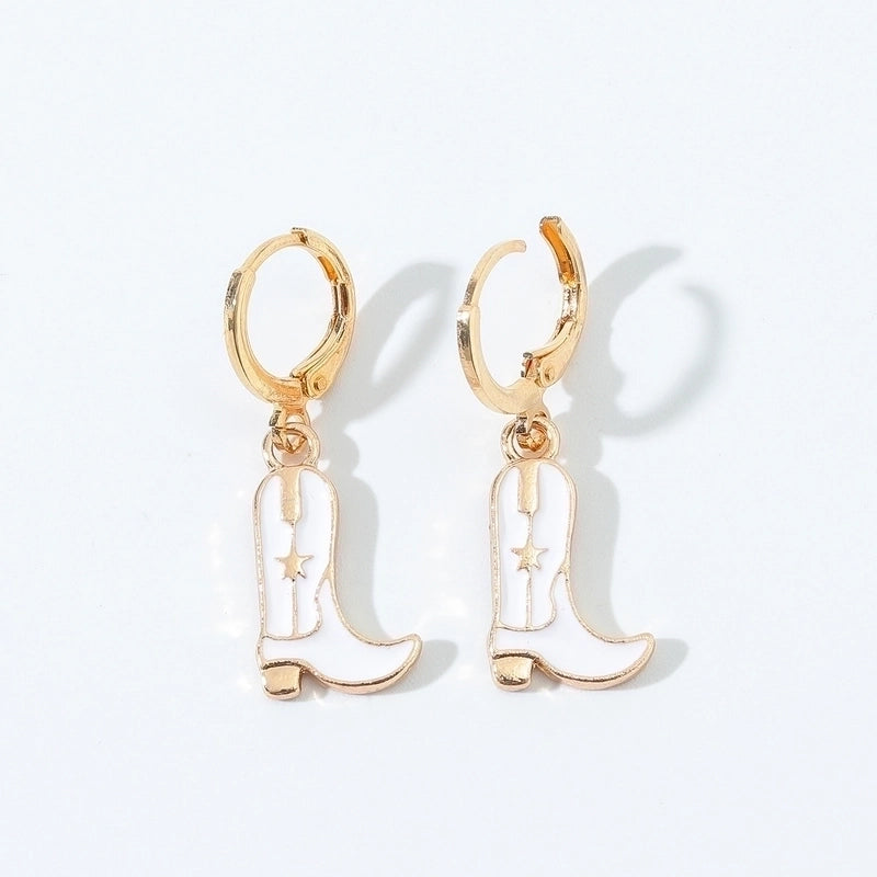 6 Pieces Fashion Style Earrings Western Cowboy Girl Oil Drop Boots Earrings High Heels Earring