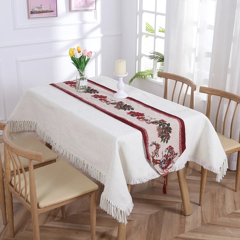 Christmas Christmas Tree Santa Claus Elk Polyester Christmas Tablecloth