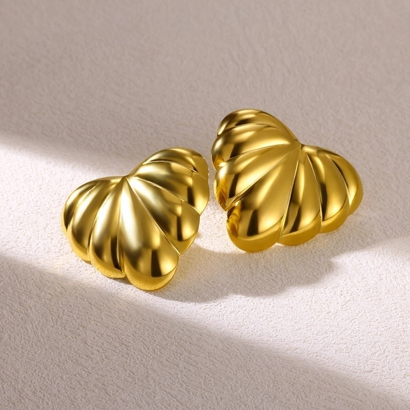 1 Pair Elegant Vintage Style Heart Shape Bow Knot 304 Stainless Steel 18K Gold Plated Ear Studs