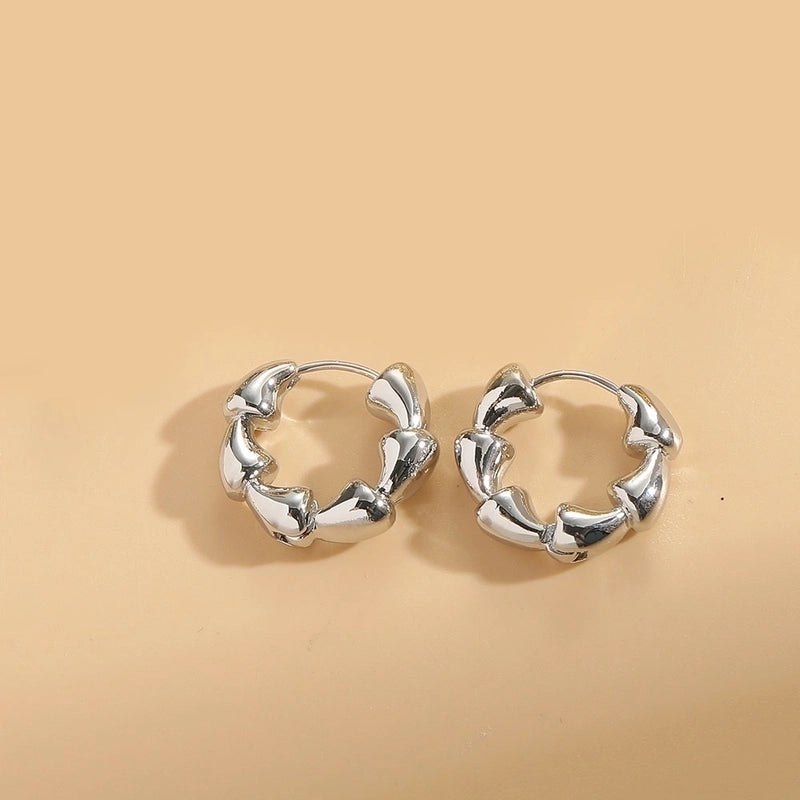 1 Pair Minimalist Bamboo Joint Copper Copper 14K Gold Plated Hoop Earrings