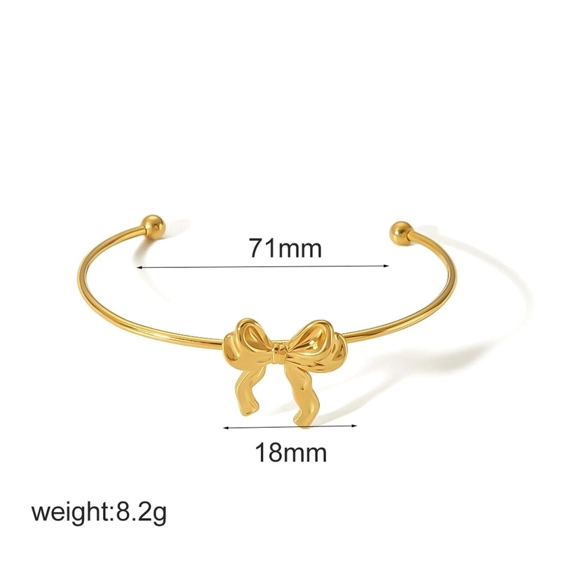 IG Style Sweet Bow Knot 304 Stainless Steel 18K Gold Plated Polishing Rings Earrings Necklace
