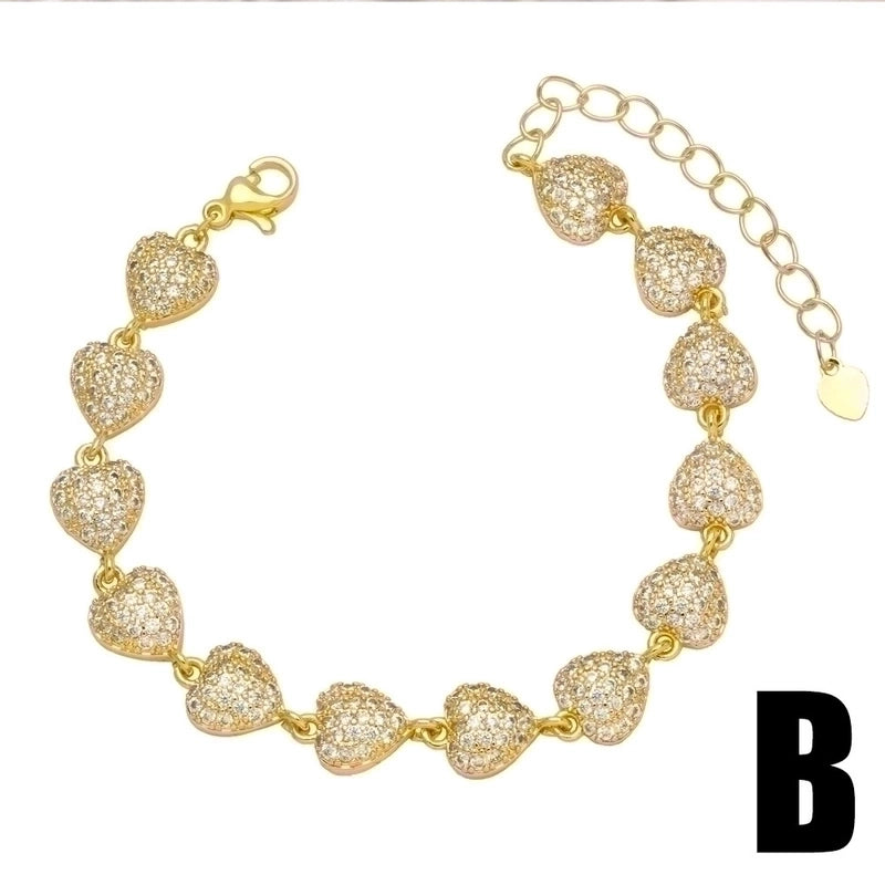 2 Pieces Fashion Butterfly Copper 18k Gold Plated Artificial Gemstones Bracelets In Bulk