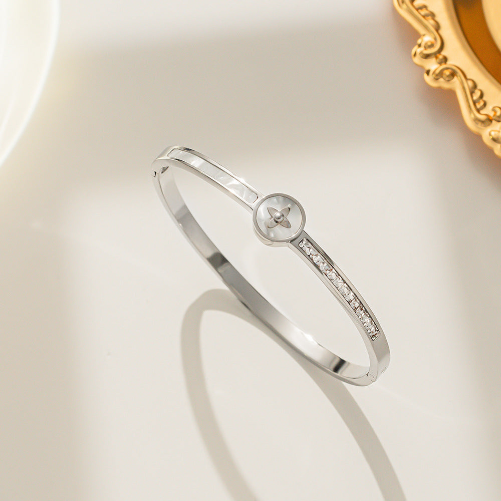 Minimalist Letter Titanium Steel 18K Gold Plated Bangles