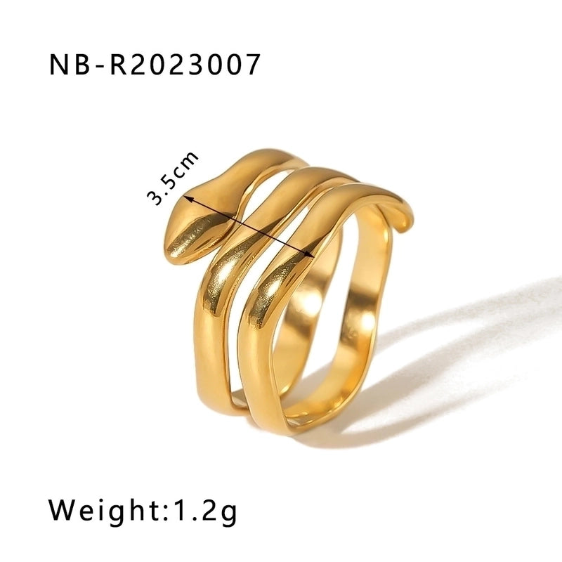 Stainless Steel 18K Gold Plated IG Style Plating Snake Open Rings