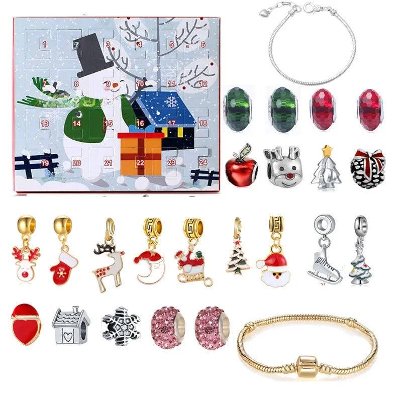 New Christmas Jewelry Countdown Calendar Gift Box Advent Bracelet Set Box