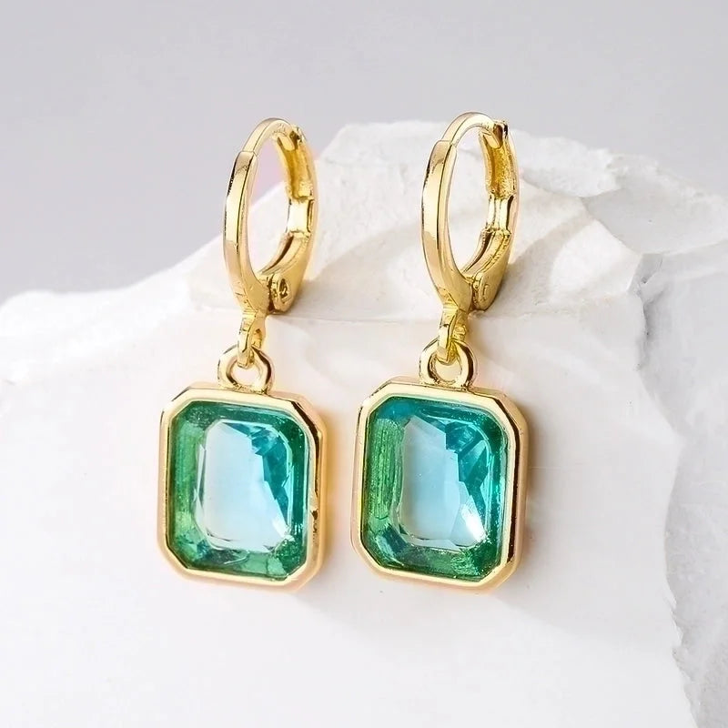 1 Pair Fashion Geometric Plating Copper Zircon 18k Gold Plated Earrings