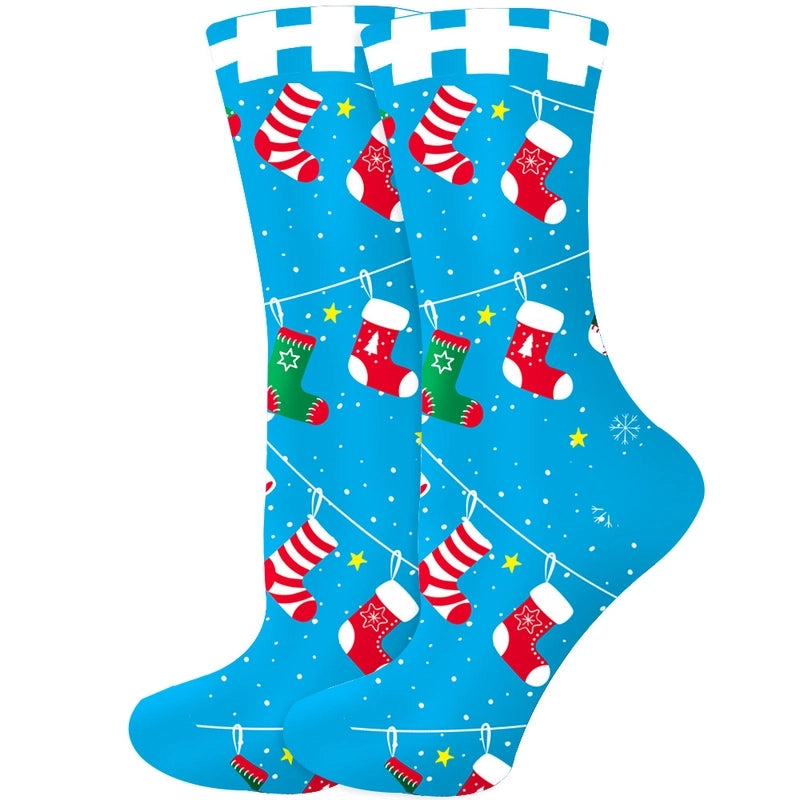 Christmas Cute Unisex Santa Claus Christmas Socks Snowflake Cotton Crew Socks 20 Pairs Per Pack