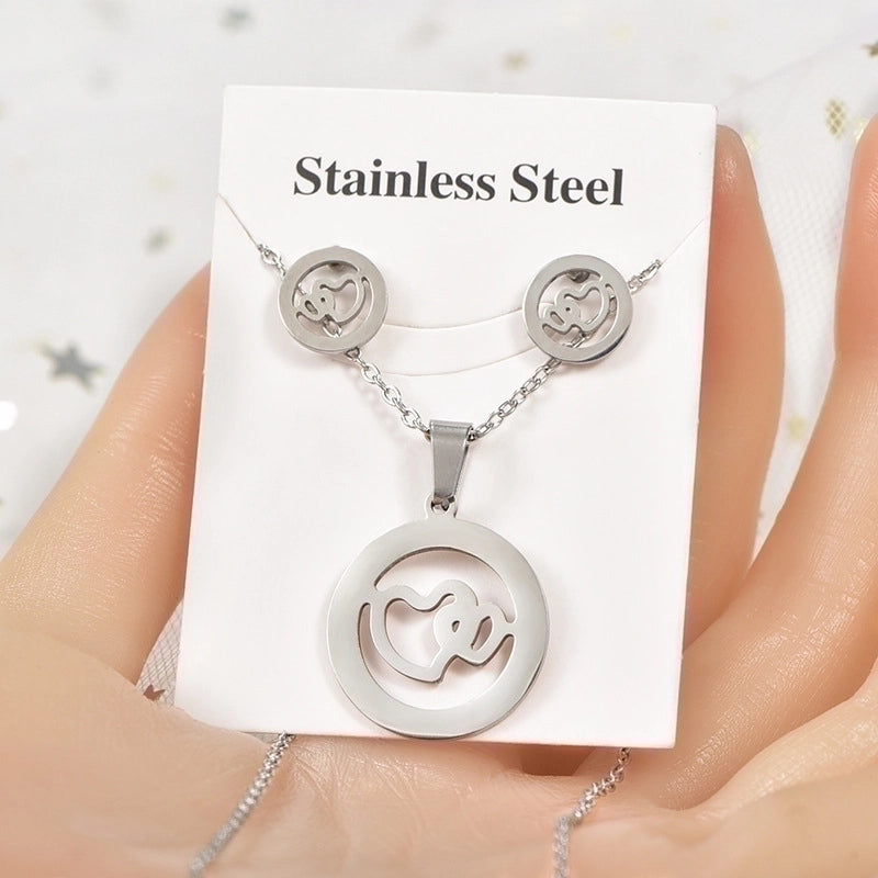 Minimalist Tortoise Star Heart Shape Stainless Steel Hollow Out Earrings Necklace 1 Set