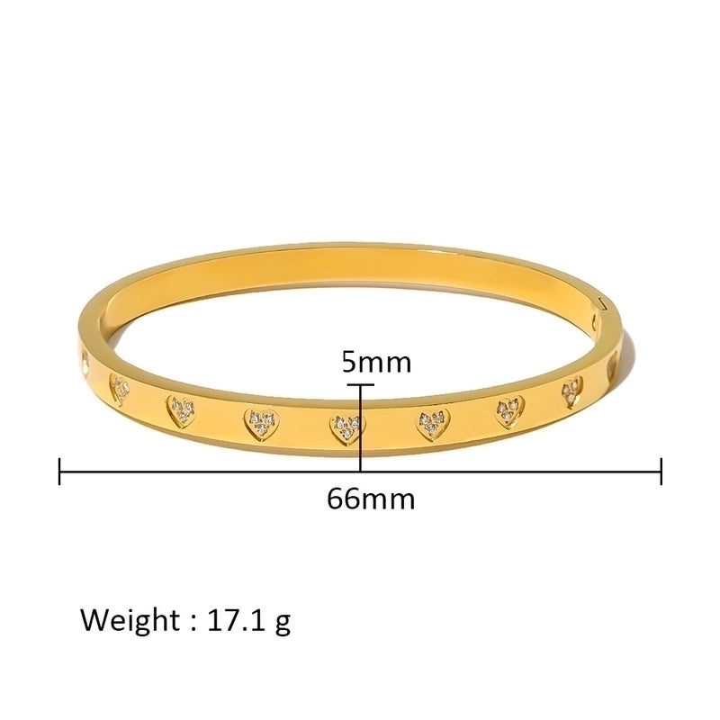 Minimalist Shiny Solid Color 316L Stainless Steel 18K Gold Plated Zircon Bangle In Bulk