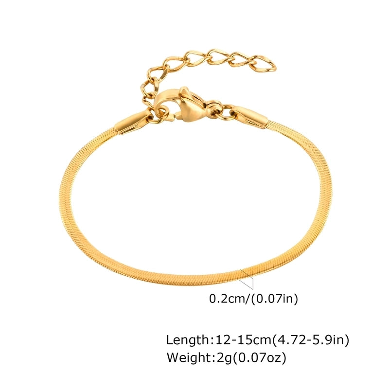 Sweet IG Style Solid Color 304 Stainless Steel 18K Gold Plated Bracelets Necklace