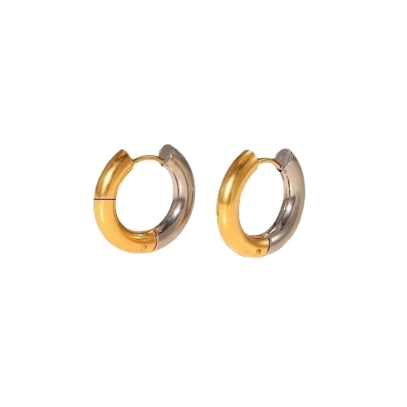 1 Pair Fashion Round Plating 201 Stainless Steel 18K Gold Plated Earrings