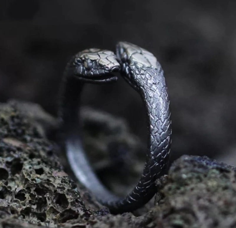 Retro Cool Style Snake Skull Alloy Plating Open Ring