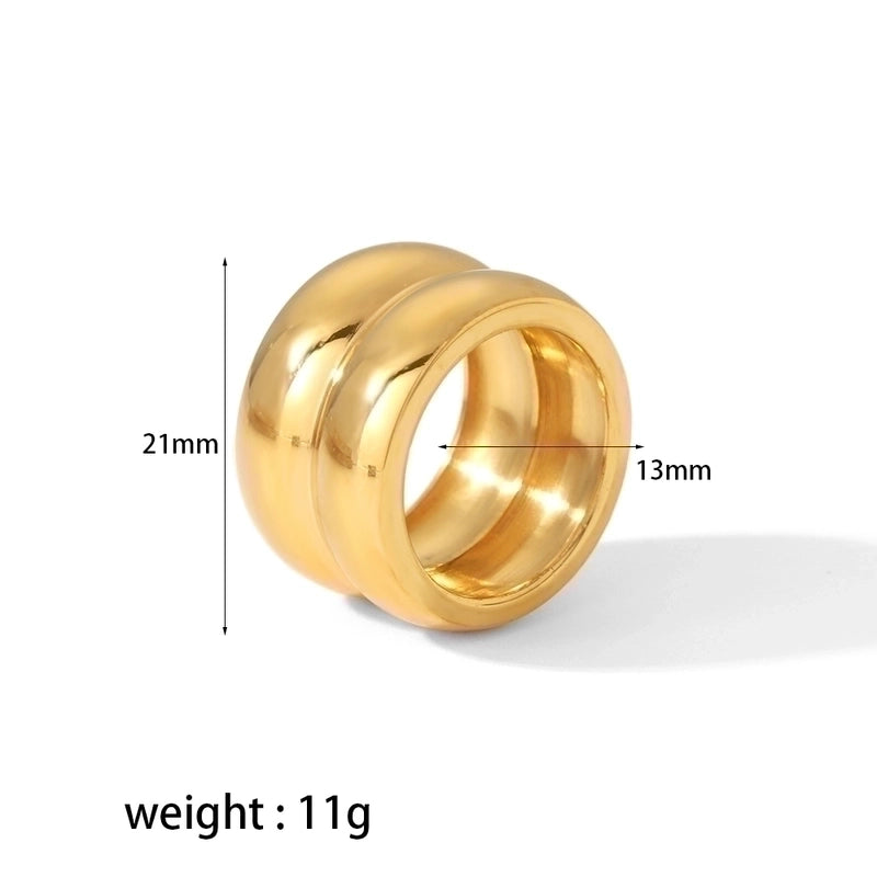 304 Stainless Steel 18K Gold Plated Elegant Polishing Plating Circle Rings