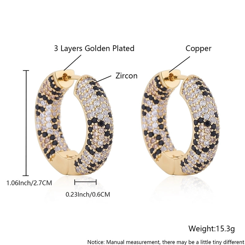 1 Pair Elegant Vintage Style Streetwear Leopard Copper Zircon 18K Gold Plated Drop Earrings Earrings