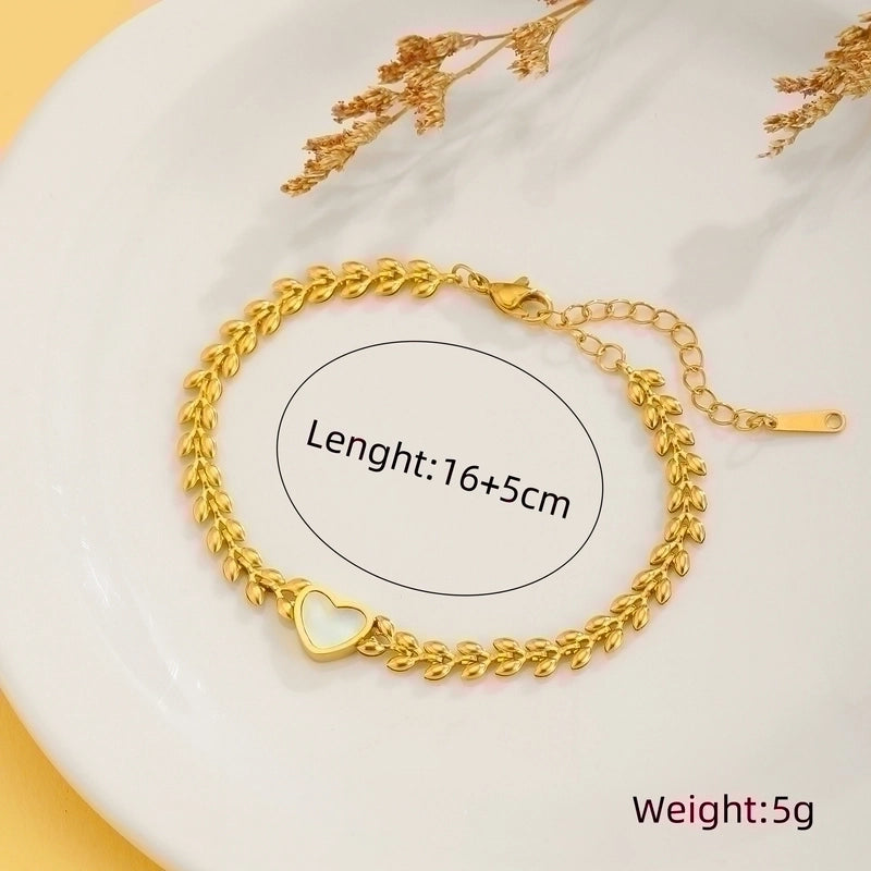 Sweet Rabbit Sun Heart Shape Titanium Steel 18K Gold Plated Artificial Gemstones Bracelets In Bulk