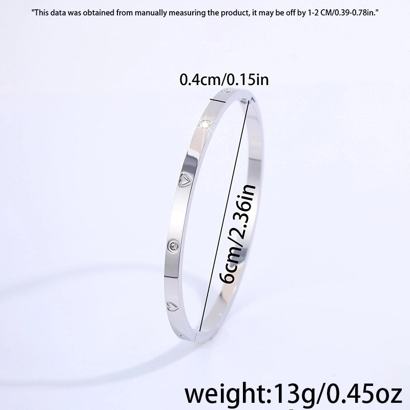 Elegant Luxurious Minimalist Heart Shape 304 Stainless Steel Bangle In Bulk