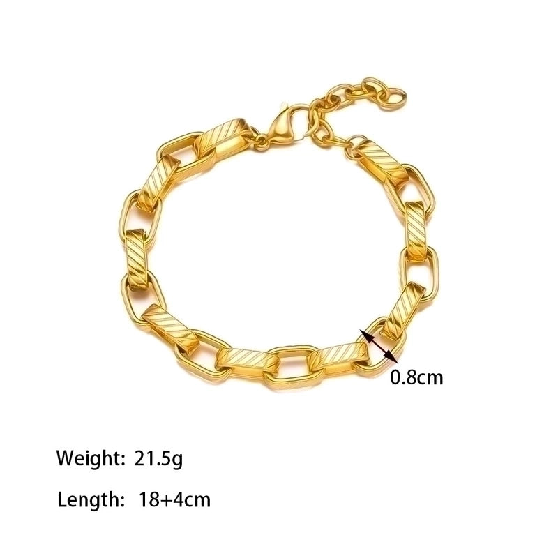 Hip-Hop Minimalist Commute Solid Color 304 Stainless Steel 18K Gold Plated Bracelets In Bulk