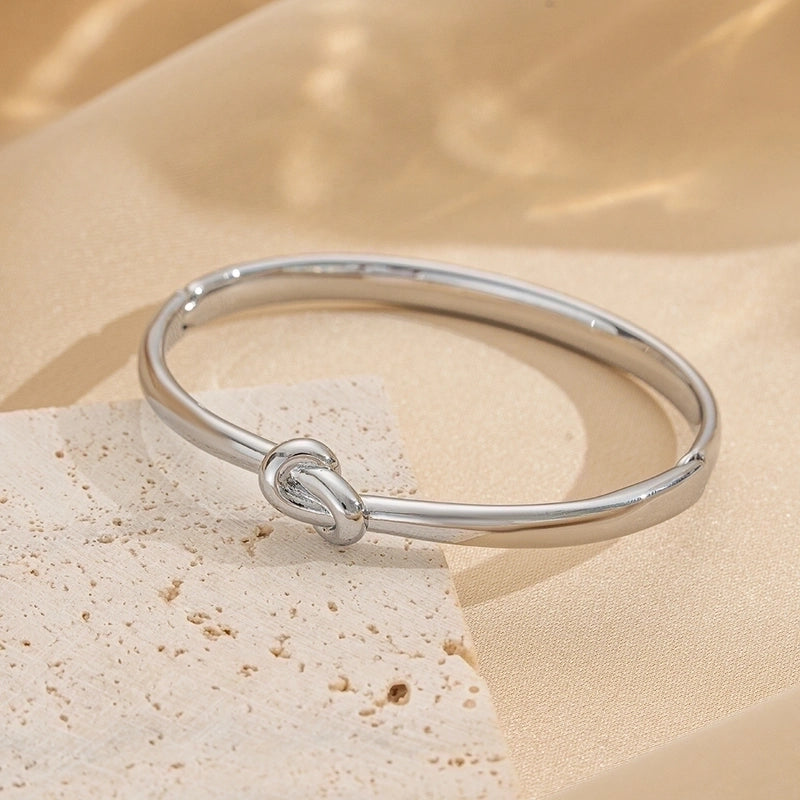 Minimalist Knot Titanium Steel 18K Gold Plated Bangle In Bulk Stainless Steel Bracelets