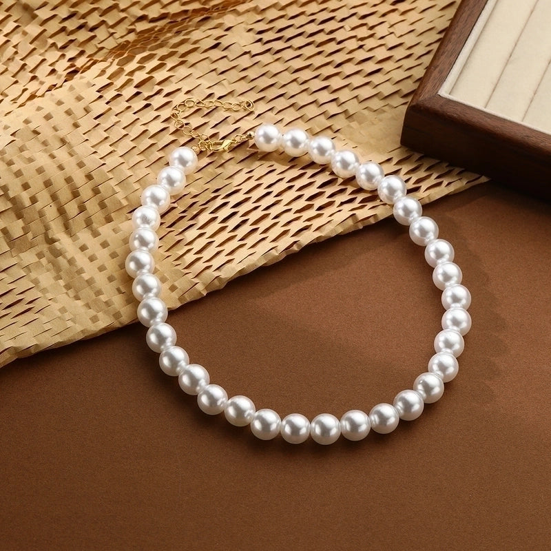Elegant Lady Round Artificial Pearl Imitation Pearl Metal Choker