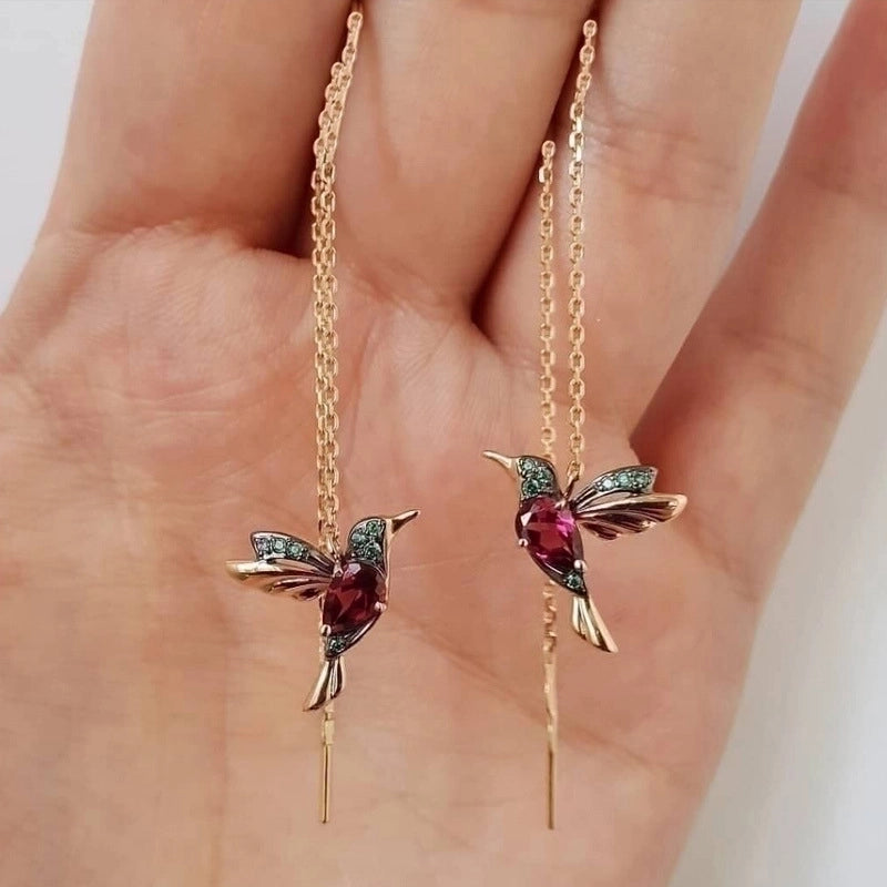 Fashion Bird Shaped Copper Inlaid Zircon Copper Earrings