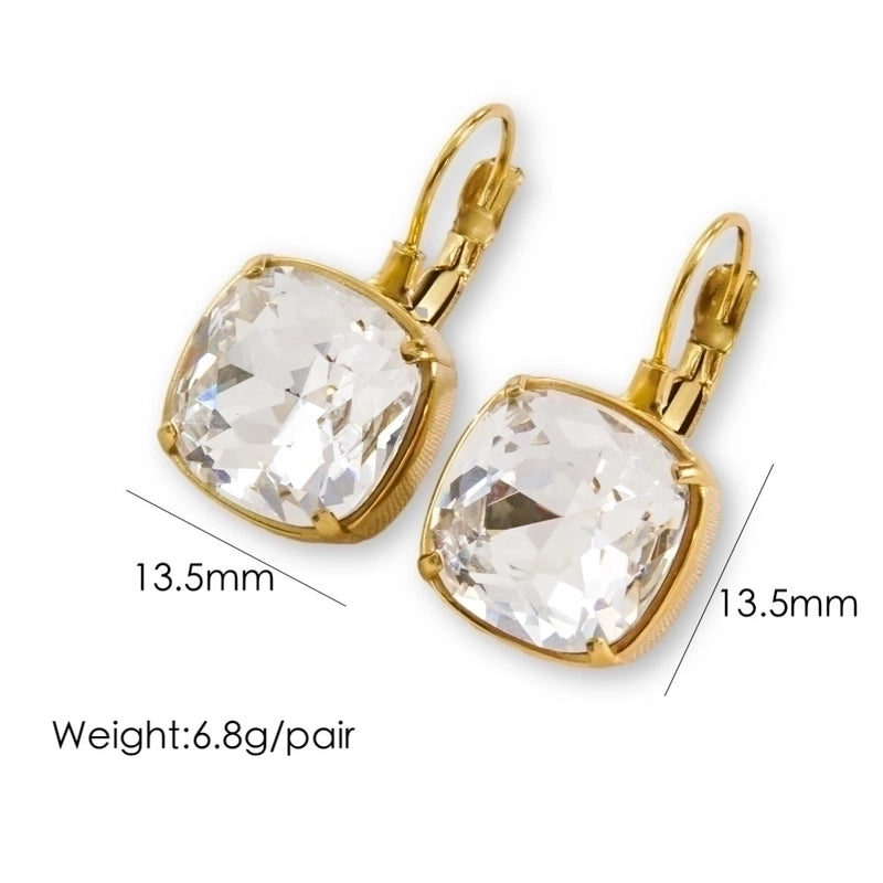 3 Pairs Retro Roman Style Geometric Plating Inlay 304 Stainless Steel Zircon 14K Gold Plated Drop Earrings