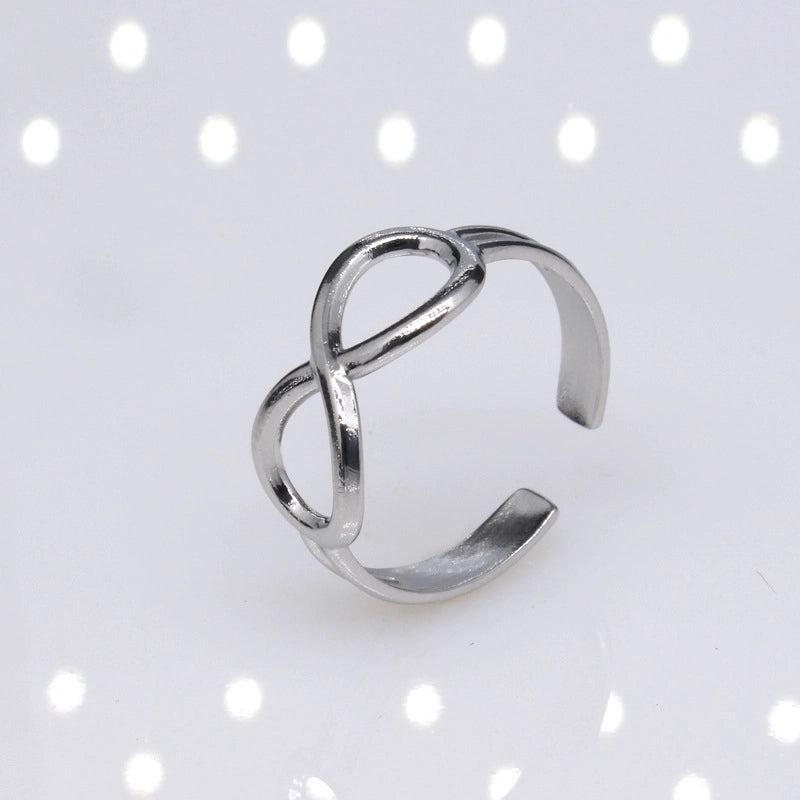 Casual Minimalist Infinity Titanium Steel Plating Hollow Out Open Ring